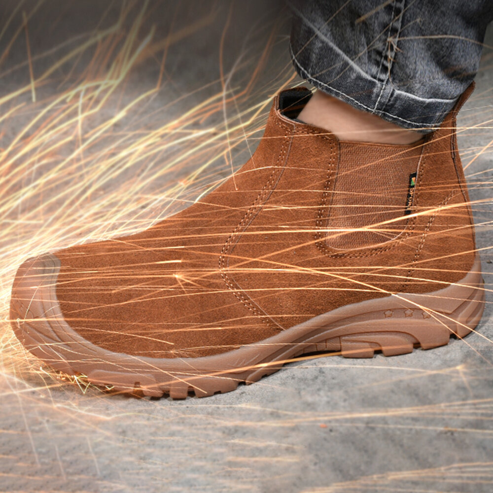 
	Men Steel Toe Puncture Proof Elastic Band Safety Work Boots