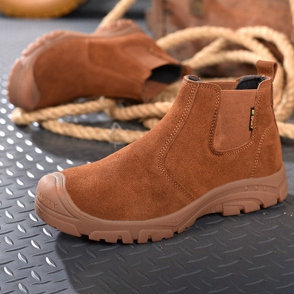 
	Men Steel Toe Puncture Proof Elastic Band Safety Work Boots