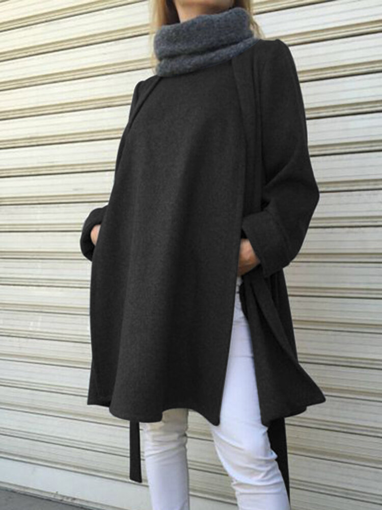 
	Solid Color Knotted O-neck Long Sleeve Casual Sweatshirt