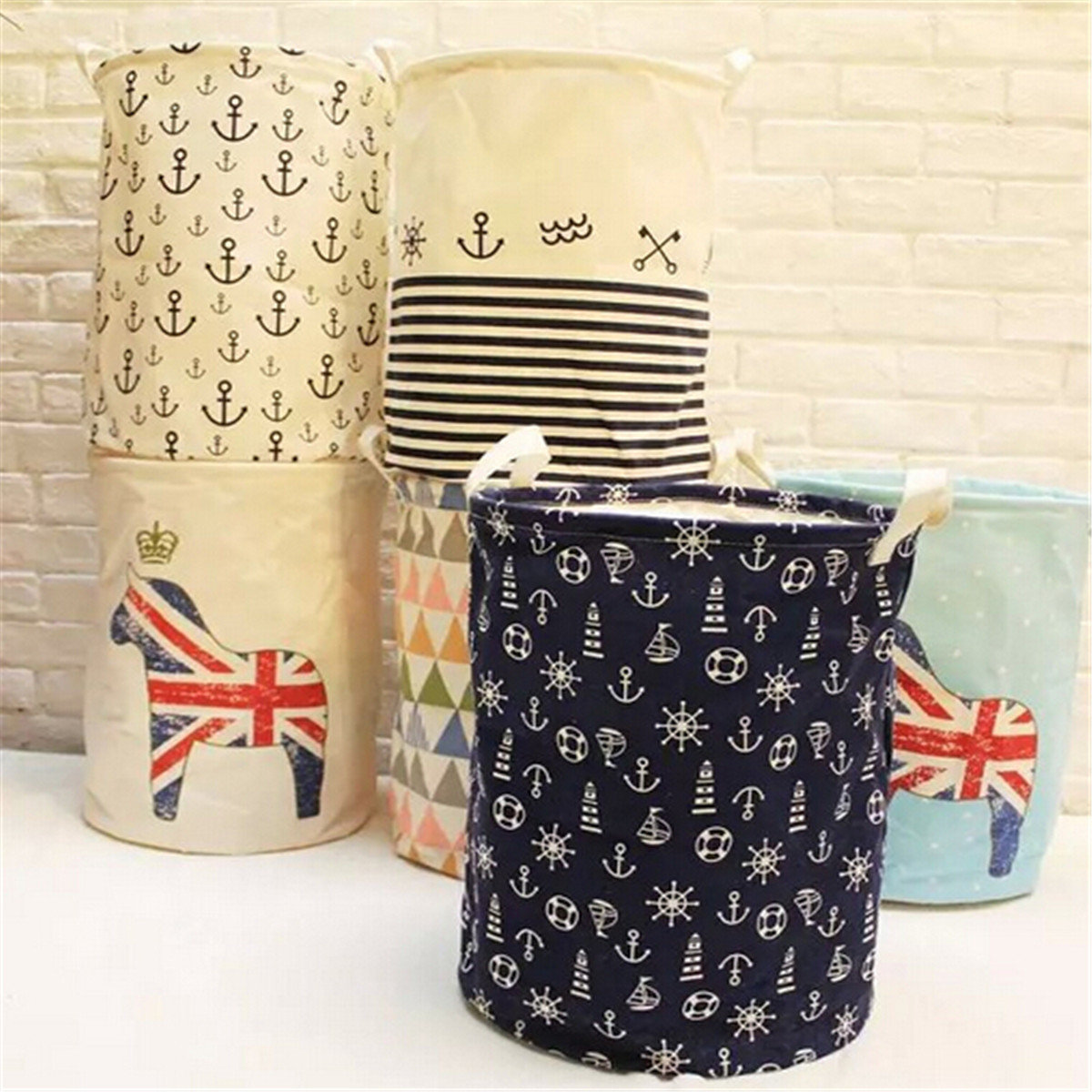 
	45cm Linen Laundry Hamper Bag Washing Basket Clothes Storage Pouch Collection