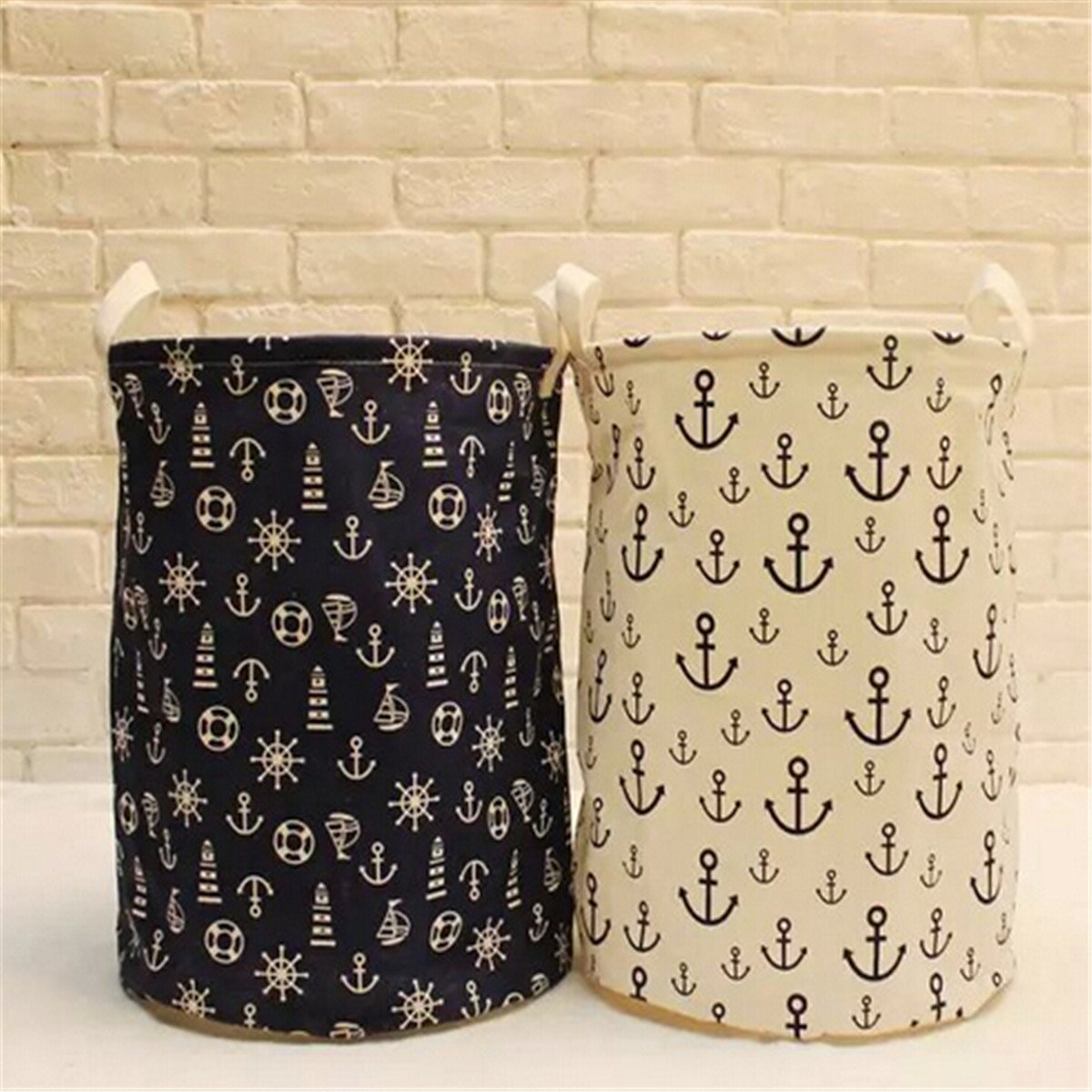 
	45cm Linen Laundry Hamper Bag Washing Basket Clothes Storage Pouch Collection