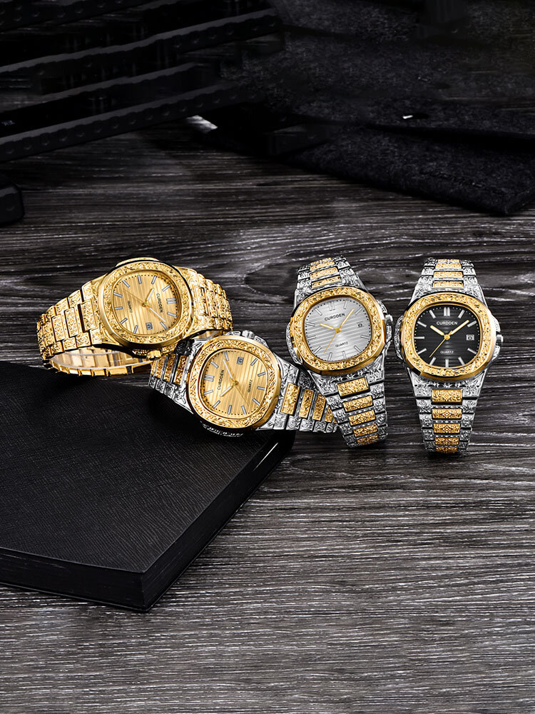 
	Alloy Hip-hop Carved Waterproof Mens Quartz Watch