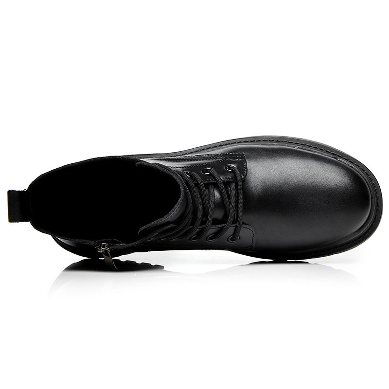 
	Men Stylish Black Lace Up Non Slip Casual Tooling Martin Boots