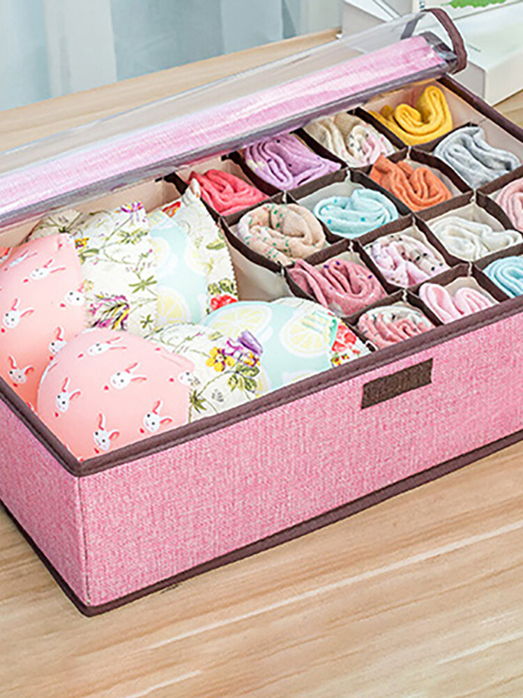 
	6 Colors Large Capacity Linen Storage Box Basket Clothes Bras Storage Bag