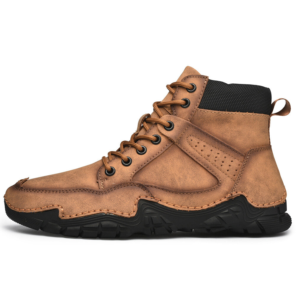 
	Men Comfort Microfiber Leather Work Style Lace Up Ankle Boots