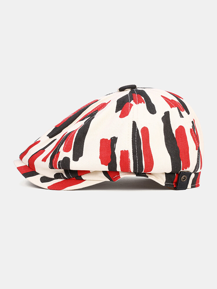 
	Men Thick Lines Pattern Fashion Casual Short Brim Flat Caps Beret Hat Newsboy Caps