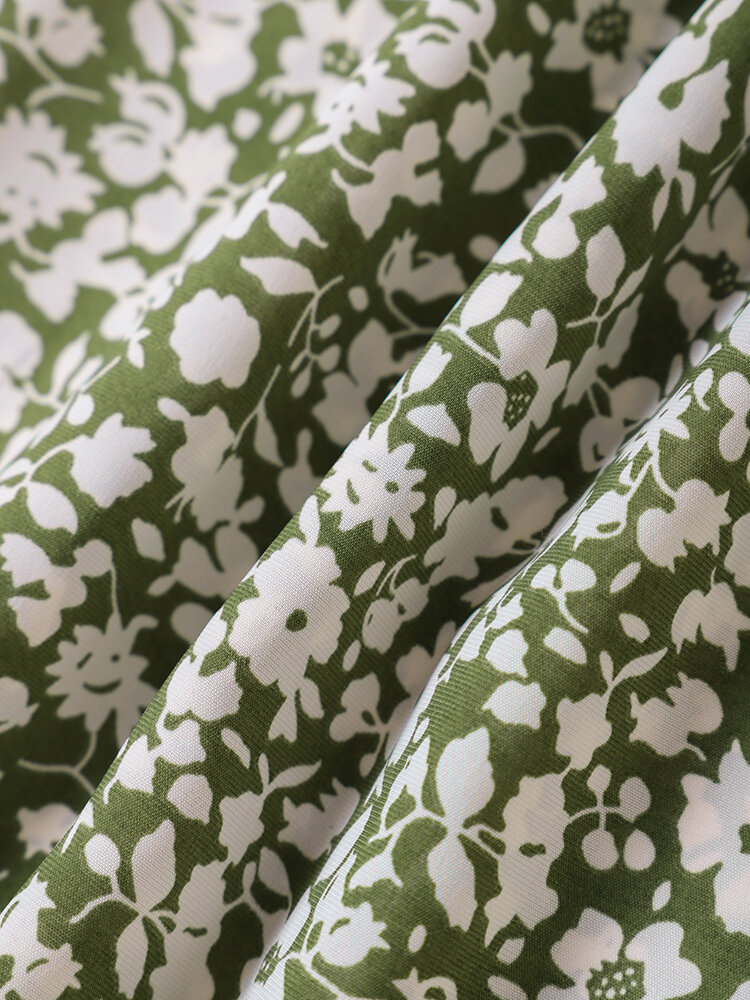 
	Floral Print Long Sleeve Button Lapel Casual Dress For Women