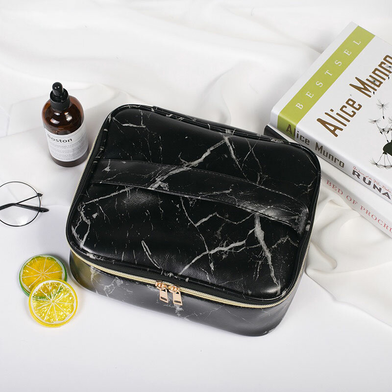 
	Portable Comestic Bag Marble Makeup Organizer Case Storage Bag Travel Bag Black White Two Size