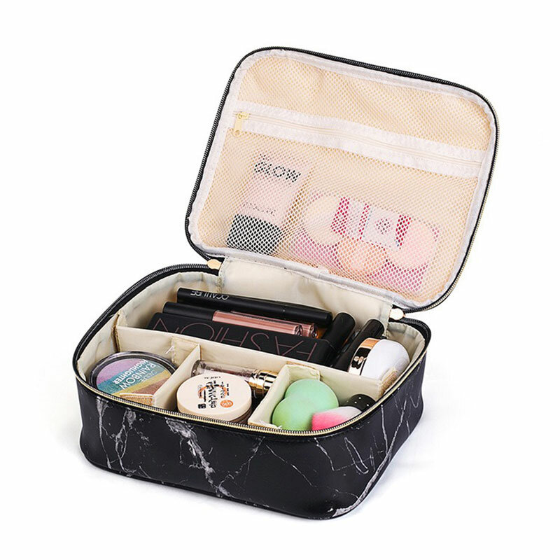 
	Portable Comestic Bag Marble Makeup Organizer Case Storage Bag Travel Bag Black White Two Size