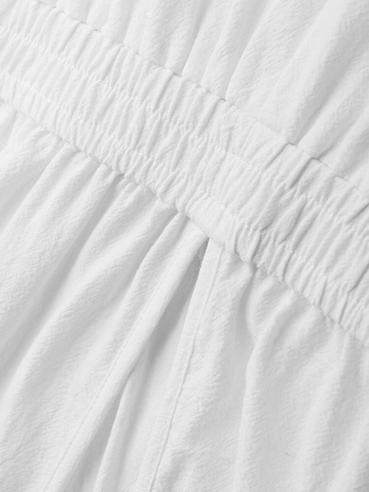 
	Solid Color Knotted Pocket High Waist V-Neck Sleeveless Romper