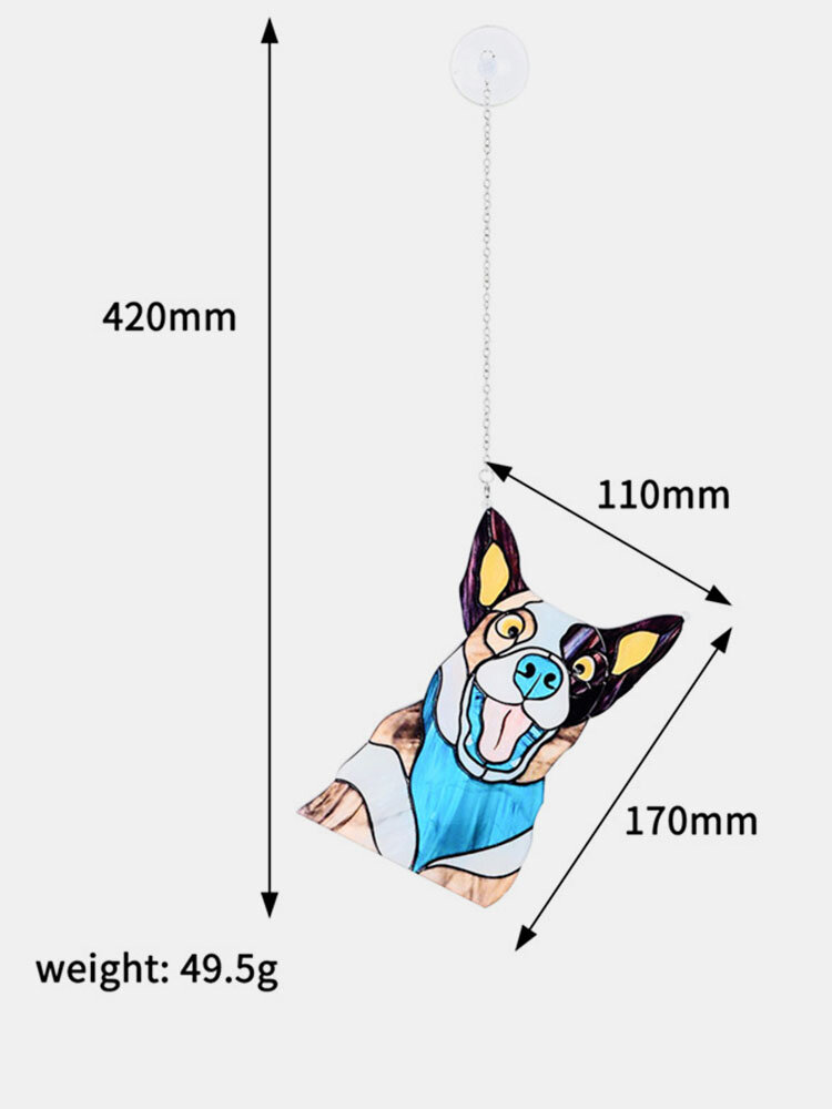 
	Cute Animal Pattern Hanging Decor Cat/Dog Print Sun Catcher Window Hanging Ornament Pendant For Garden Window Wall Door