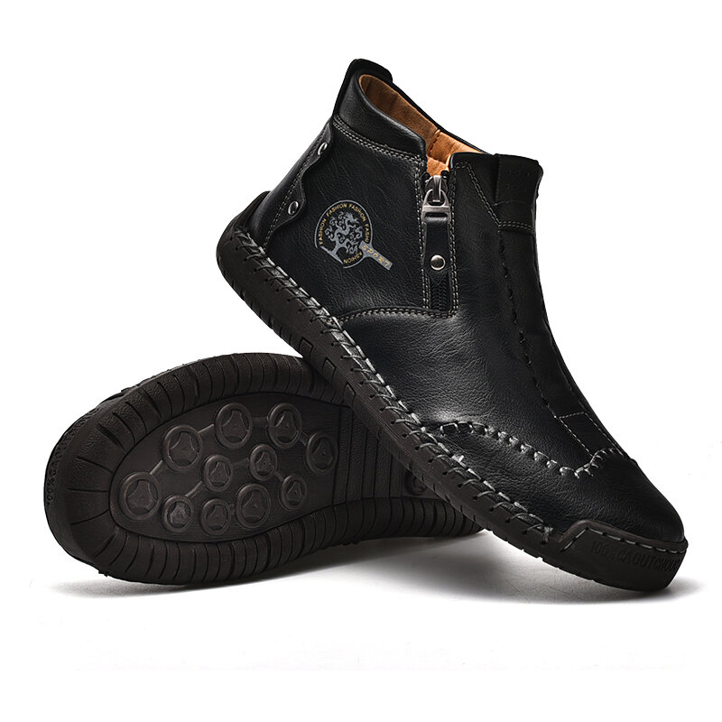 
	Men Stylish Side Zipper Microfiber Leather Soft Ankle Boots