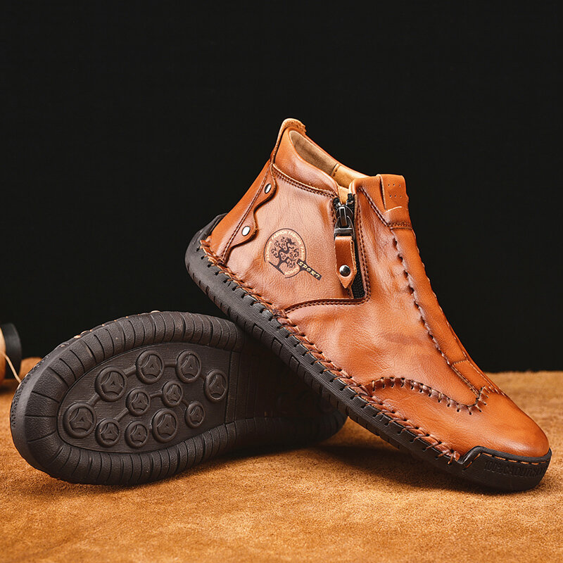 
	Men Stylish Side Zipper Microfiber Leather Soft Ankle Boots