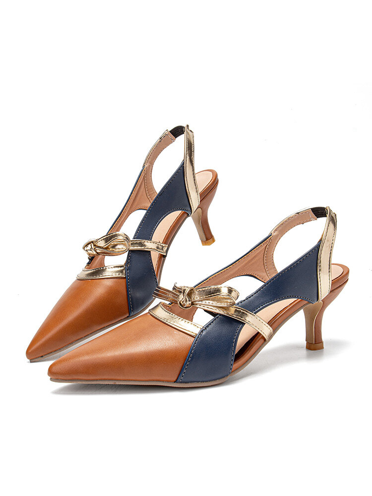 
	Womens Fashion Pointed Toe Side Cut-out Colorblock Mary Jane Heels