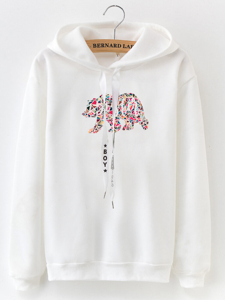 
	Cartoon Print Long Sleeve Drawstring Casual Hoodie