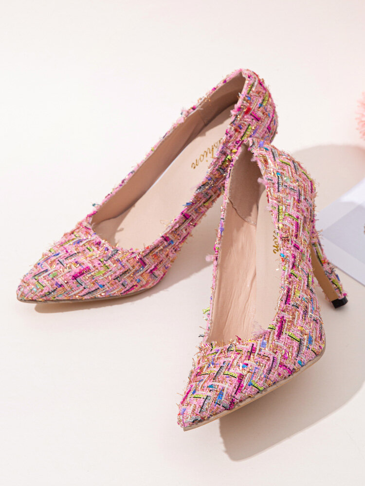 
	Pointed Toe Knitting Wool Design Party Fashion Heels