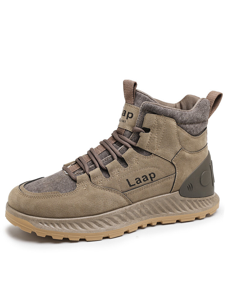 
	Men Outdoor Casual Canvas Splicing Lace Up Slip Resistant Ankle Boots
