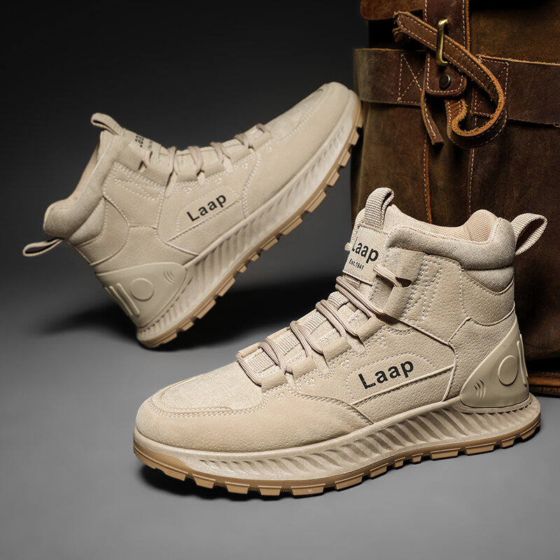 
	Men Outdoor Casual Canvas Splicing Lace Up Slip Resistant Ankle Boots