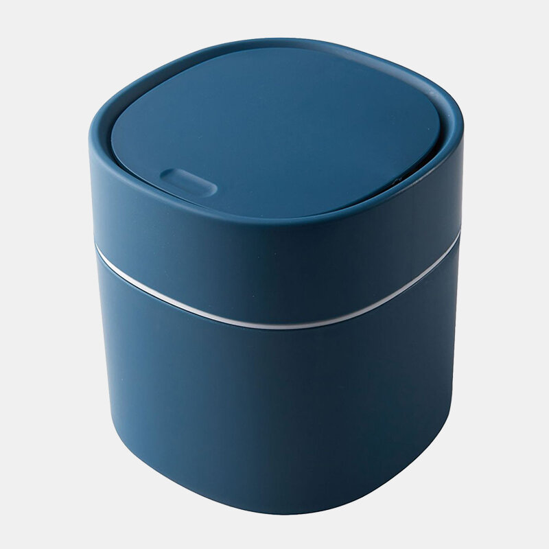 
	Desktop Trash Can Home Kitchen Desk Paper Basket Tube Covered Debris Storage Cleaning