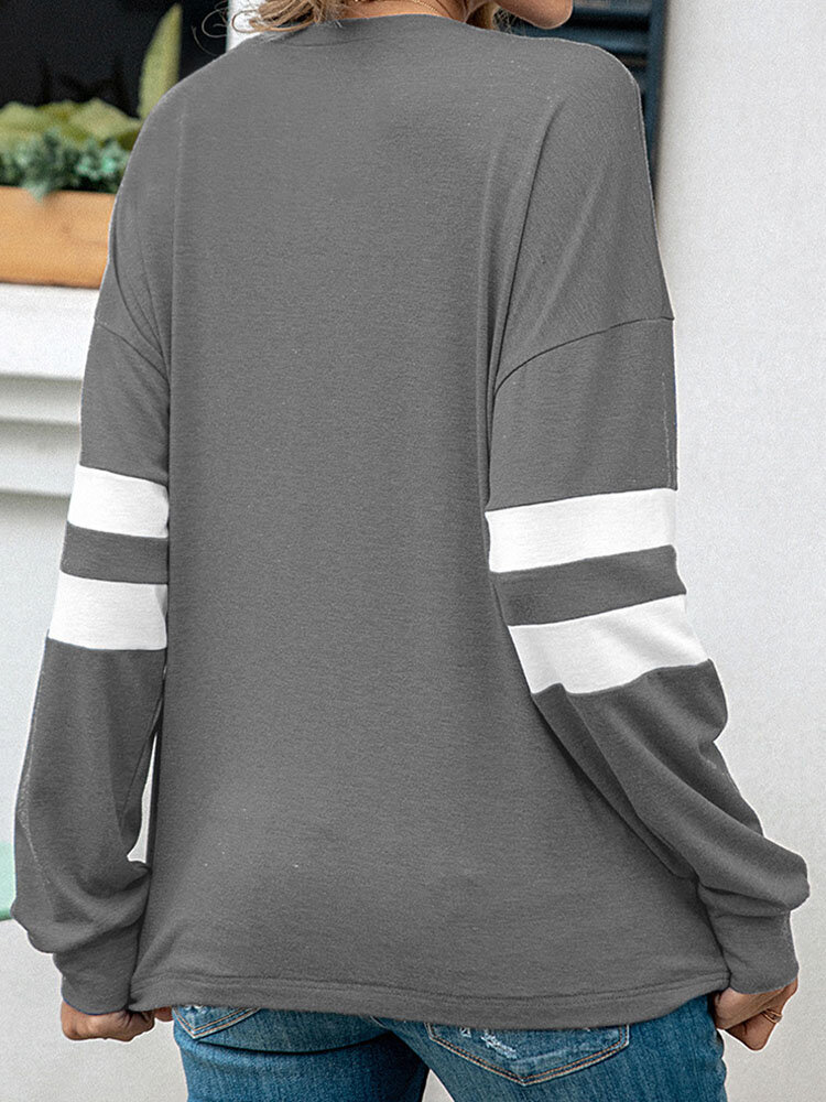 
	Halloween Cartoon Skull Print Long Sleeve V-neck Sweatshirt