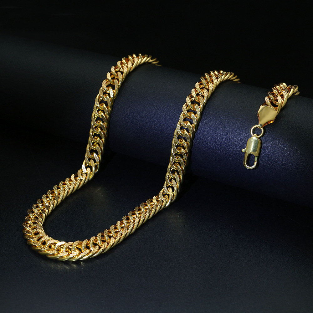 
	Trendy Metal Chain Necklace Snake Chain Twisted Chain Geometric Hollow Long Necklace