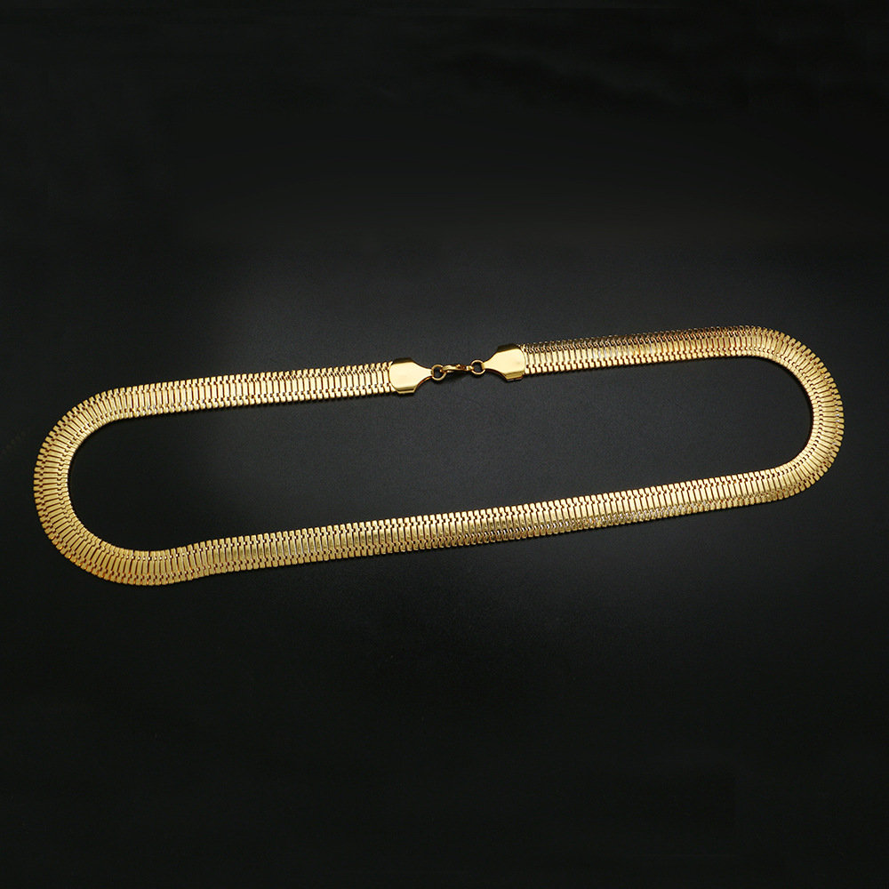 
	Trendy Metal Chain Necklace Snake Chain Twisted Chain Geometric Hollow Long Necklace