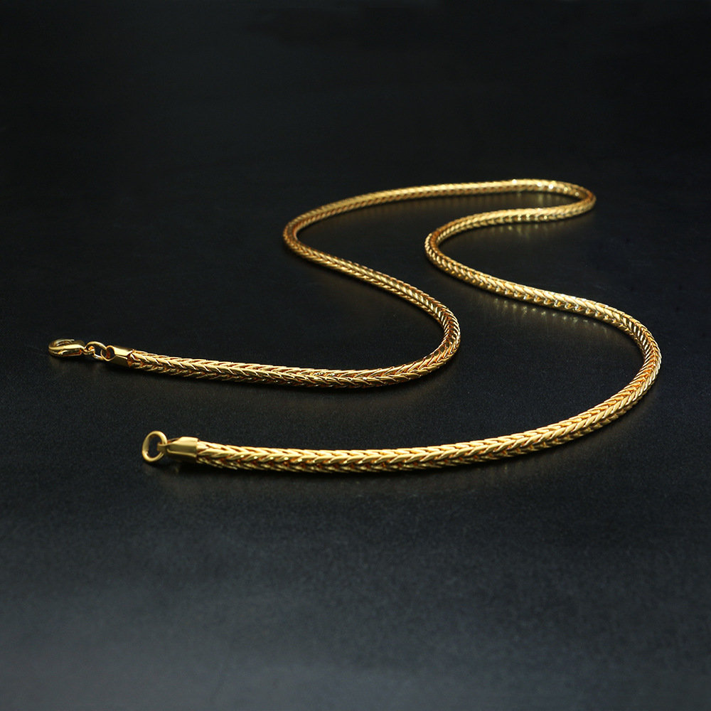 
	Trendy Metal Chain Necklace Snake Chain Twisted Chain Geometric Hollow Long Necklace