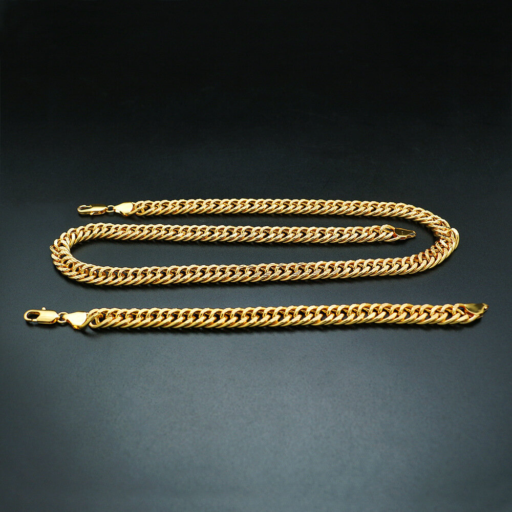 
	Trendy Metal Chain Necklace Snake Chain Twisted Chain Geometric Hollow Long Necklace