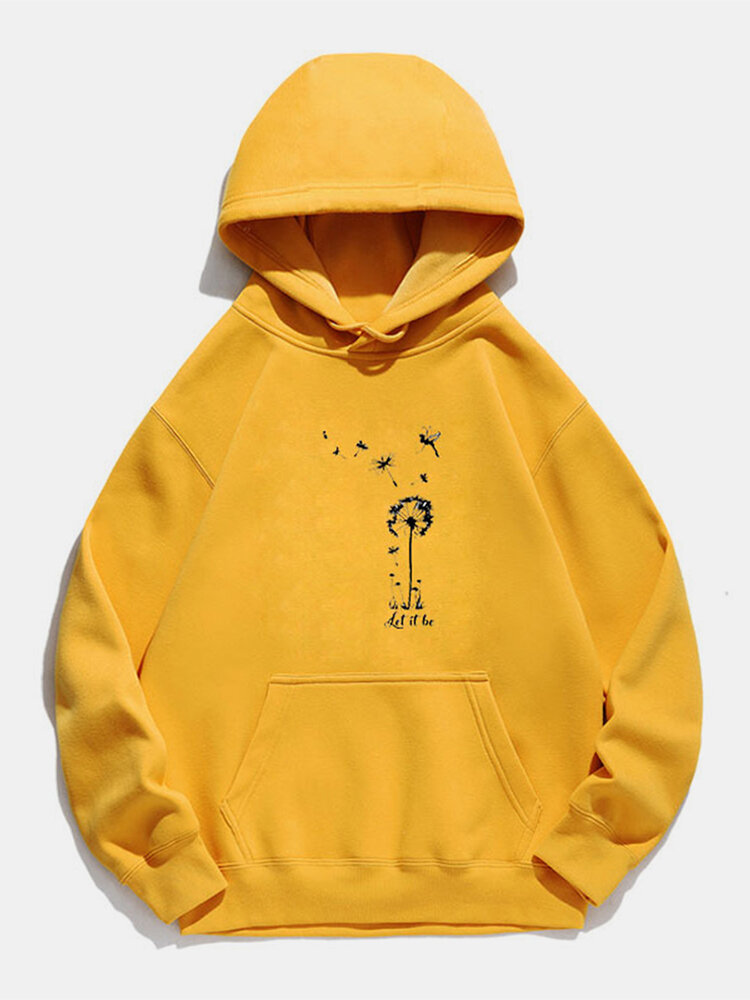 
	Flower Printed Long Sleeve Drawstring Hoodie For Women