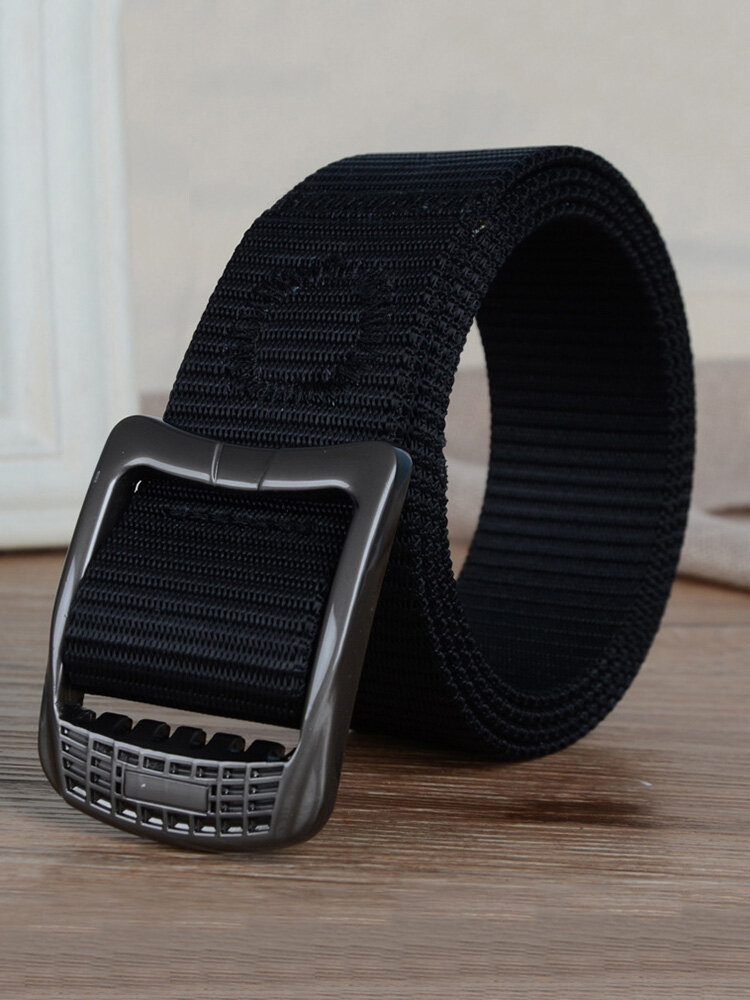 
	Men Plate Buckle Nylon Belt Prevent Aller Outdoor Sport Durable Pants Strip Outdoor Wild Casual Belt