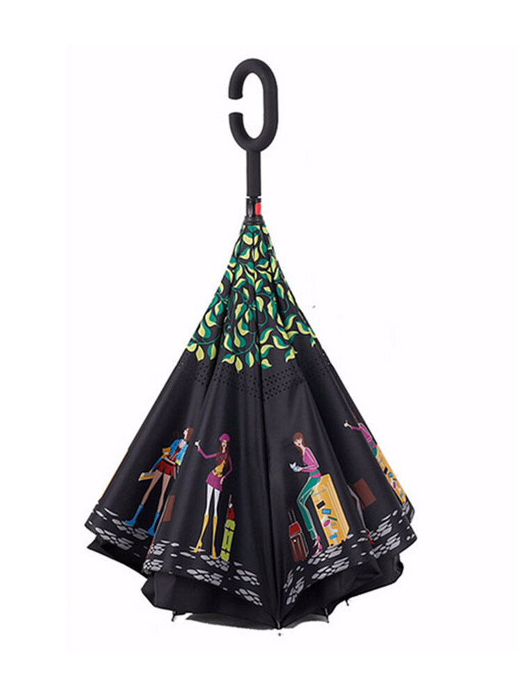 
	C shaped Multi Color Double Layer Inverted Reverse Umbrella