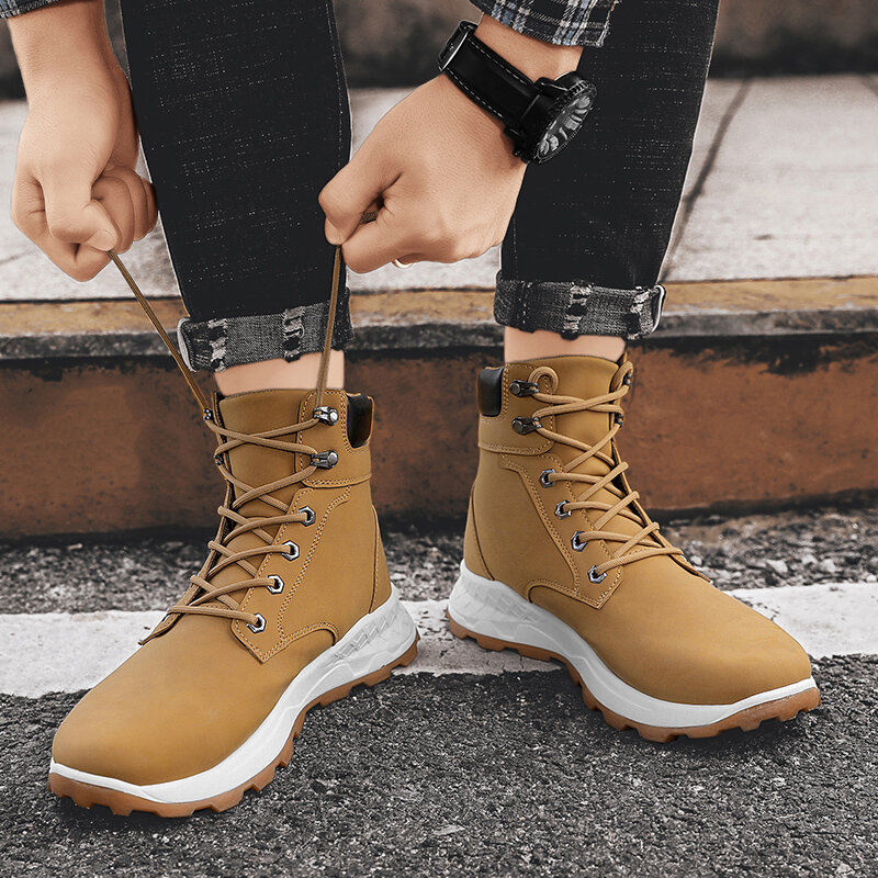 
	Men Outdoor Waterproof Slip Resistant Lace Up Casual Ankle Boots