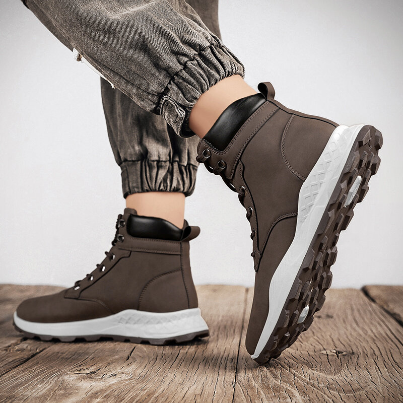
	Men Outdoor Waterproof Slip Resistant Lace Up Casual Ankle Boots