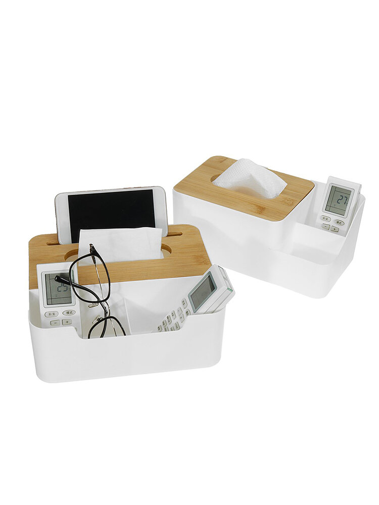 
	Multifunction Pen Pencil Remote Control Wooden Napkin Tissue Box Cover Holder Desk Storage Box Container for Home and Office Use