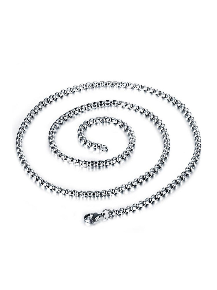 
	3mm Vintage Men’s Necklace Square Chain Necklaces Polished Stainless Steel Single Chain
