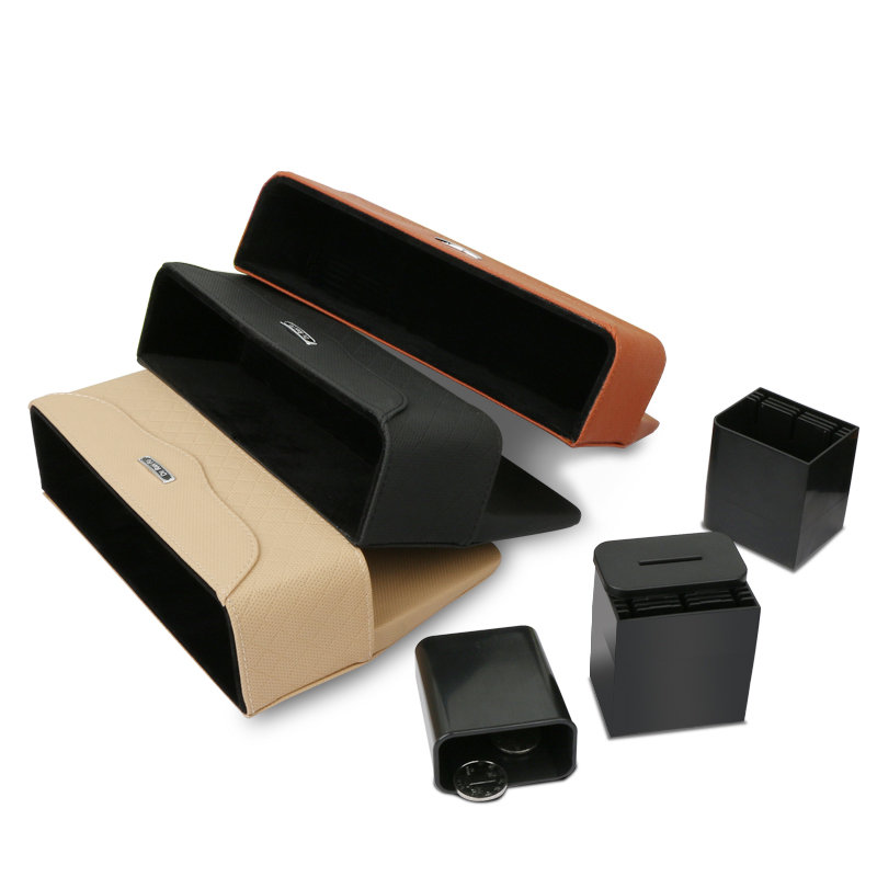 
	PU Leather Car Seat Crevice Storage Box Money Pot Grain Organizer Gap Slit filler Phone Holder
