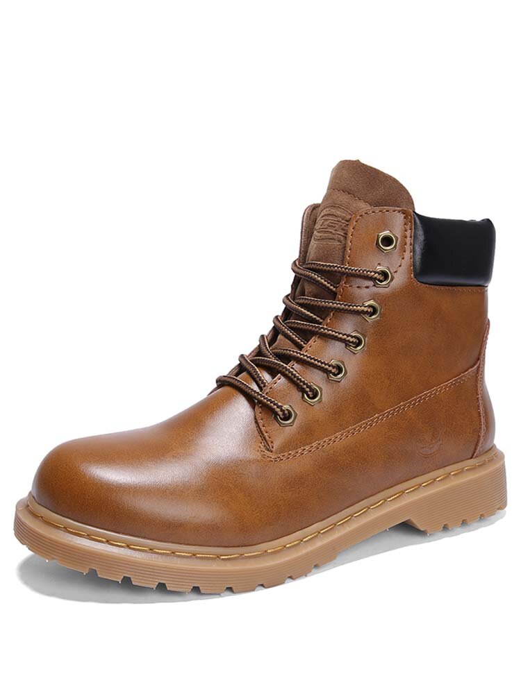 
	Men Stitching Non-slip Hard Wearing Round Toe Short Calf Boots