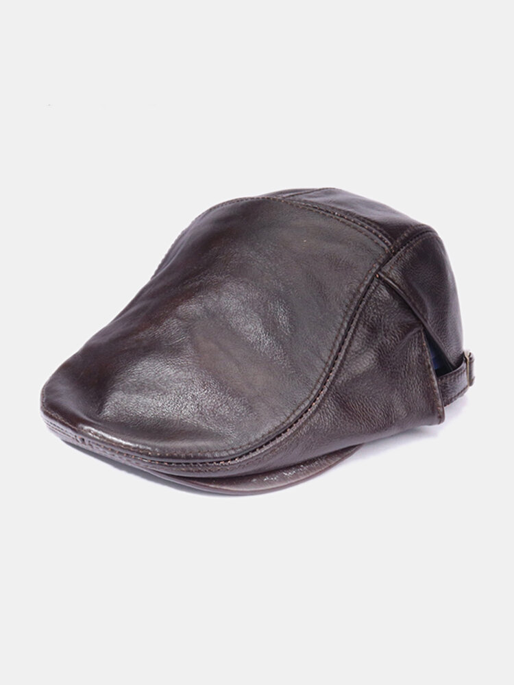 
	Men’s Genuine Leather Top Layer Cowhide Hat Spring And Autumn Single Leather Thin Single Layer Forward Cap