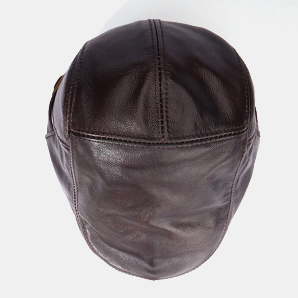 
	Men’s Genuine Leather Top Layer Cowhide Hat Spring And Autumn Single Leather Thin Single Layer Forward Cap