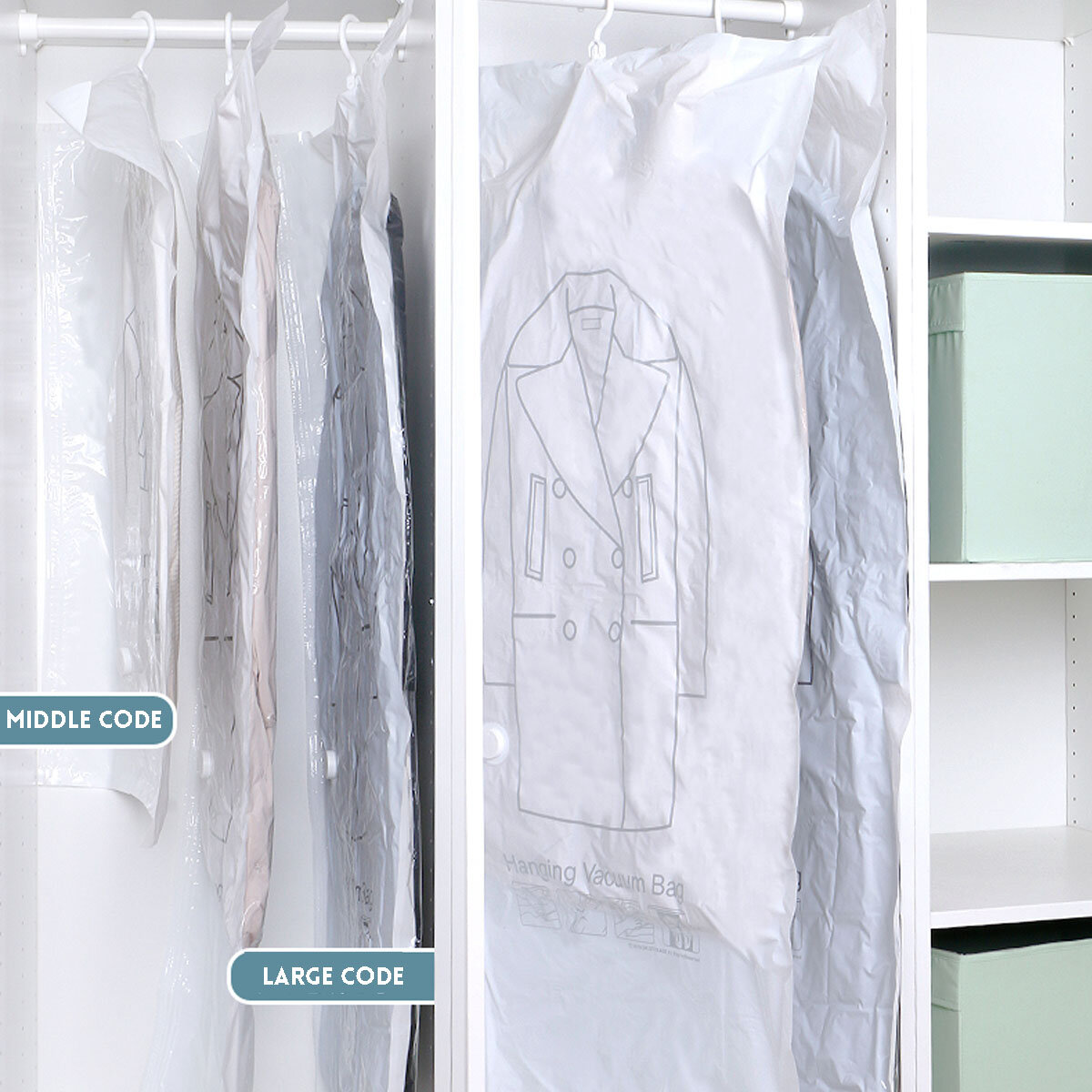 
	5 Piece Spacemaker Hanging Vacuum Sealed Storage Bags With Hand Pump – Clear