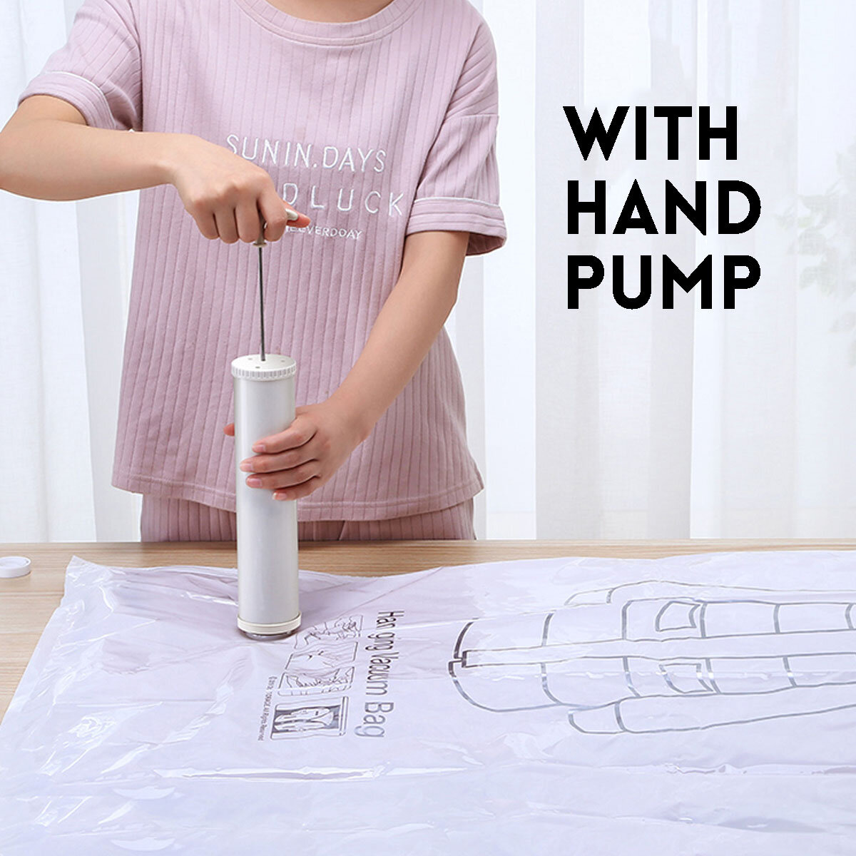 
	5 Piece Spacemaker Hanging Vacuum Sealed Storage Bags With Hand Pump – Clear