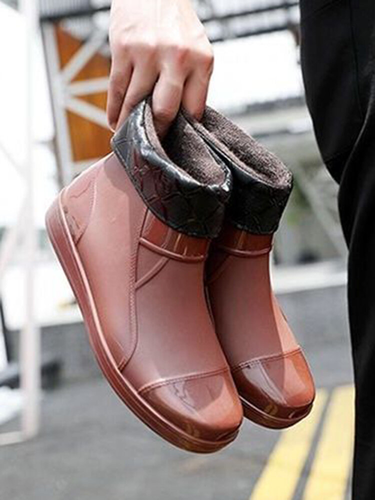 
	Men Waterproof Warm Lined Slip Resistant Soft Comfy Rain Boots