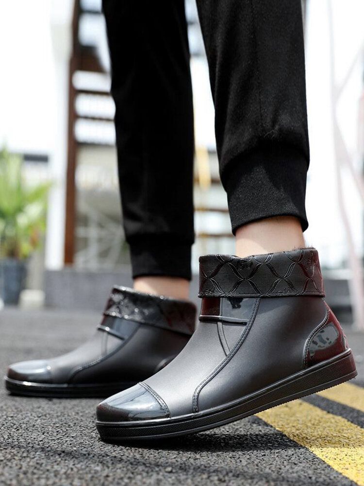 
	Men Waterproof Warm Lined Slip Resistant Soft Comfy Rain Boots