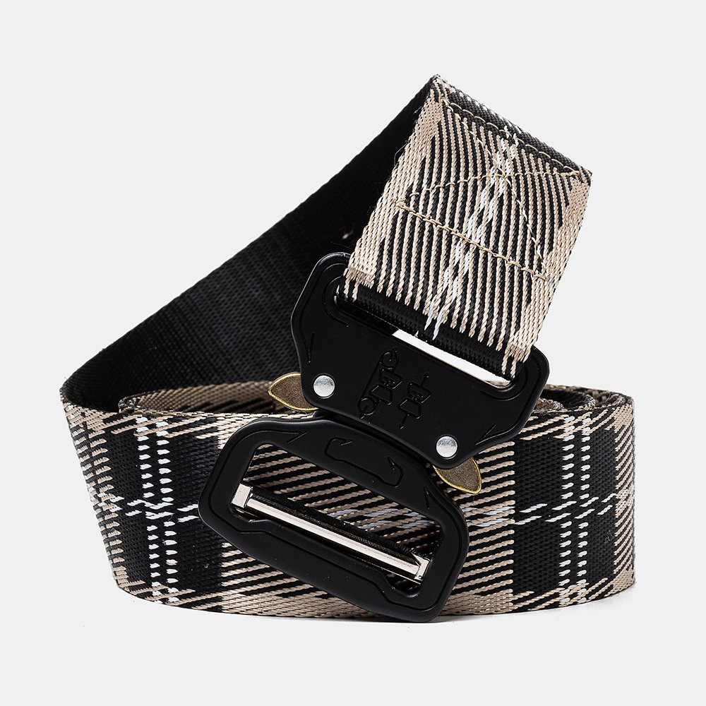 
	160CM Men’s Plaid Stripe Nylon Military Tactical Waist Belt Sport Pants Buckle With Plate Bucklet