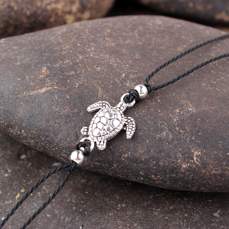 
	Bohemian Turtle Anklets Adjustable Wax Rope Black Blue White Ankle Bracelet Ankle Ring Foot Jewelry