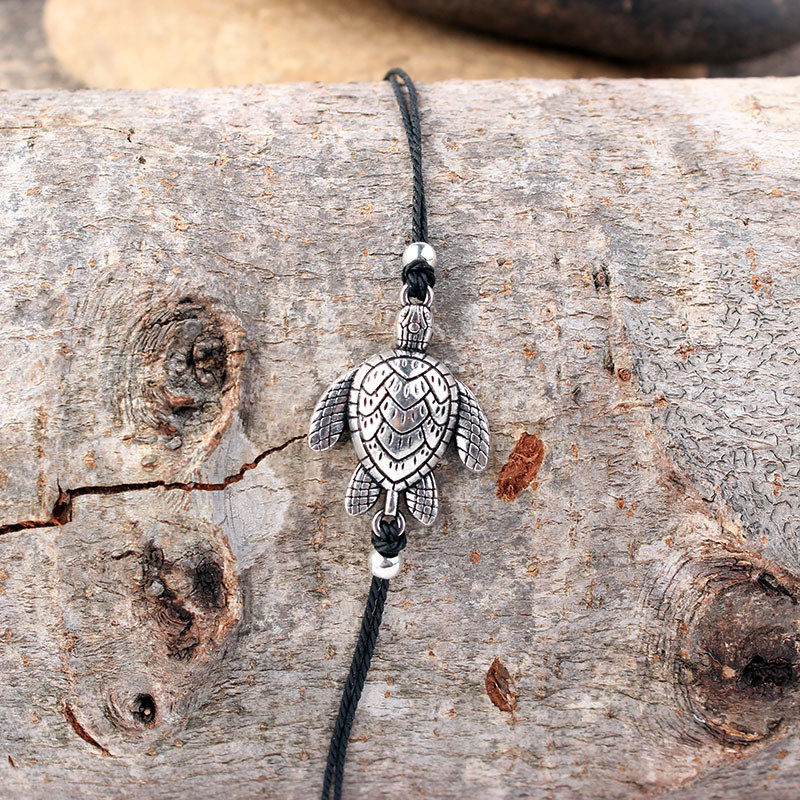 
	Bohemian Turtle Anklets Adjustable Wax Rope Black Blue White Ankle Bracelet Ankle Ring Foot Jewelry