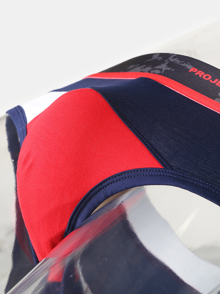 
	Sexy Colorblock Patchwork Cotton Breathable Underwear Thin Stitching Elastic Brief for Men