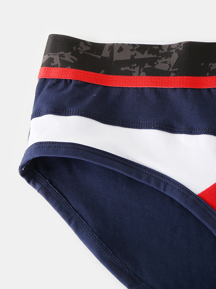 
	Sexy Colorblock Patchwork Cotton Breathable Underwear Thin Stitching Elastic Brief for Men