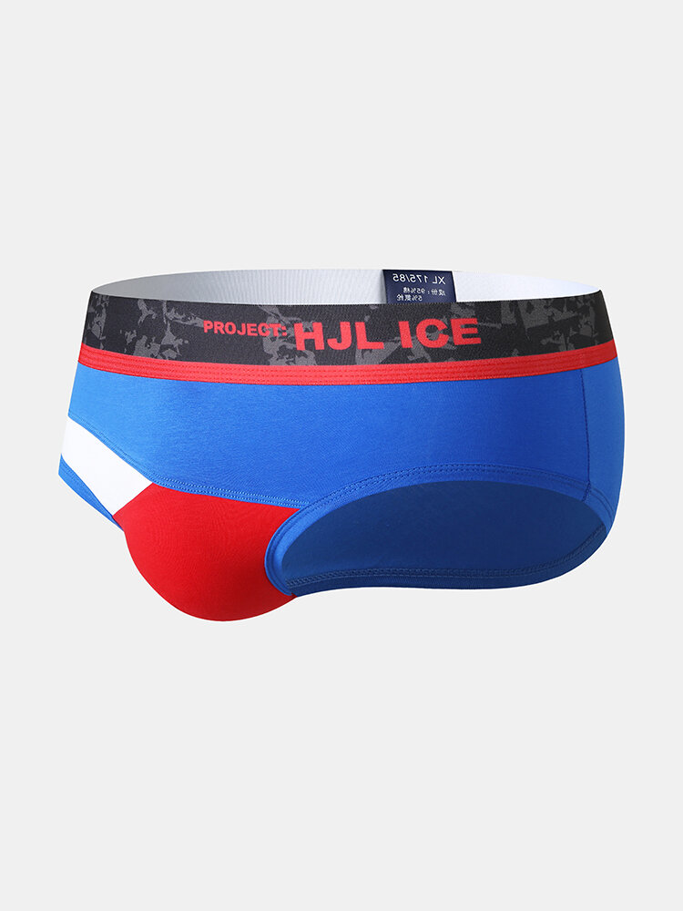 
	Sexy Colorblock Patchwork Cotton Breathable Underwear Thin Stitching Elastic Brief for Men