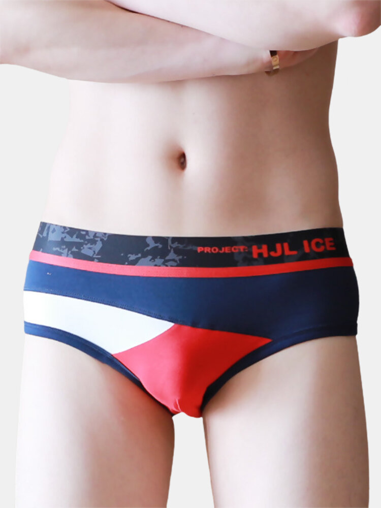 
	Sexy Colorblock Patchwork Cotton Breathable Underwear Thin Stitching Elastic Brief for Men